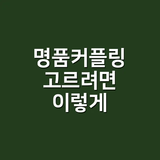 명품커플링 고르려면 이렇게, 예산부터 착용감까지 현실적으로 보는 방법 - 요약