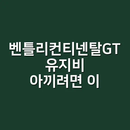 벤틀리컨티넨탈GT 유지비 아끼려면 이렇게 따져보는 방법 - 요약