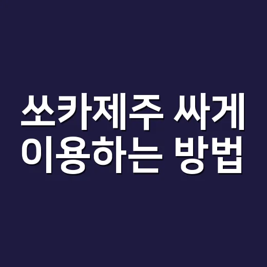 쏘카제주 싸게 이용하는 방법, 공항 셔틀부터 보험까지 이렇게 챙기기 - 요약