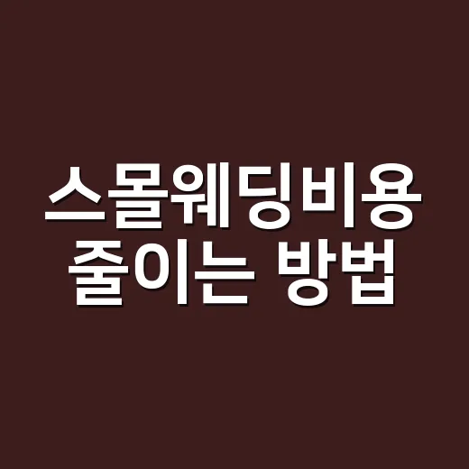 스몰웨딩비용 줄이는 방법, 하객 50명 예산은 이렇게 잡기 - 요약