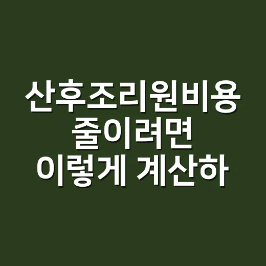 산후조리원비용 줄이려면 이렇게 계산하세요 - 요약