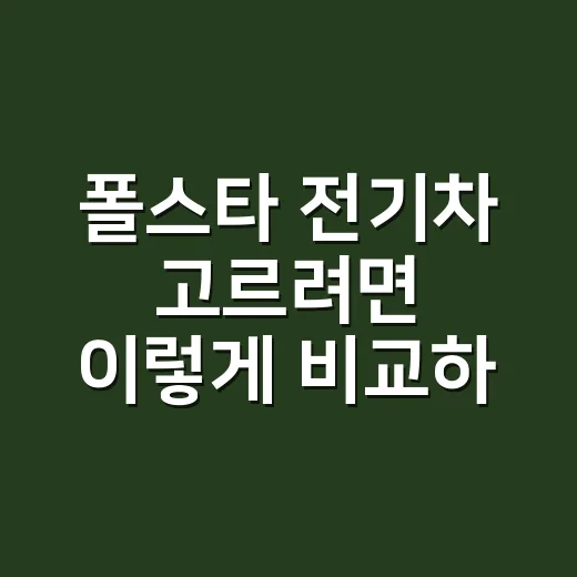 폴스타 전기차 고르려면 이렇게 비교하세요 - 요약