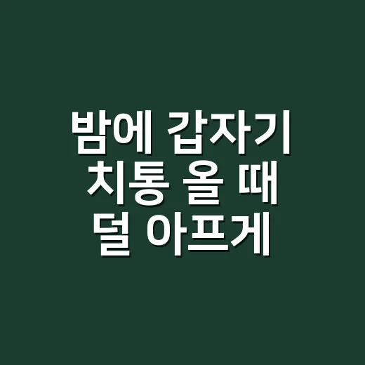 밤에 갑자기 치통 올 때 덜 아프게 버티는 방법 - 요약