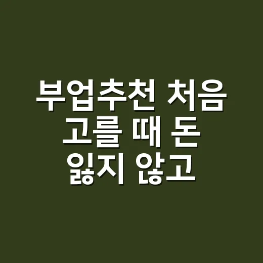 부업추천 처음 고를 때 돈 잃지 않고 시작하는 방법 - 요약