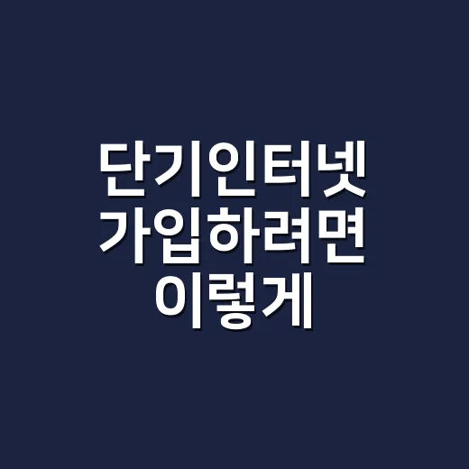 단기인터넷 가입하려면 이렇게 비교하면 덜 손해 봅니다 - 요약