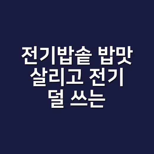 전기밥솥 밥맛 살리고 전기 덜 쓰는 관리 방법 - 요약