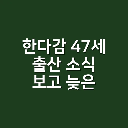 한다감 47세 출산 소식 보고 늦은 임신·출산 준비하는 방법 - 요약