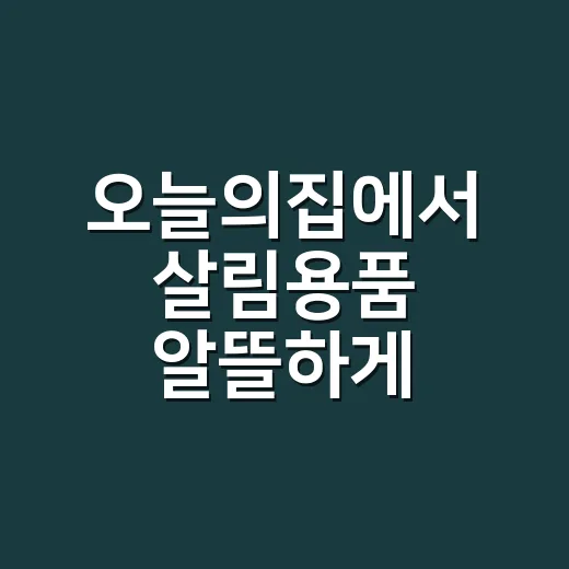 오늘의집에서 살림용품 알뜰하게 고르는 방법 - 요약