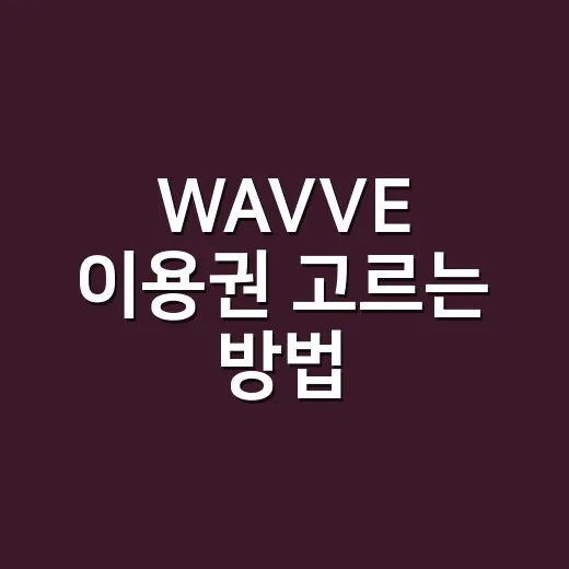 WAVVE 이용권 고르는 방법, 혼자 볼 때와 가족이 볼 때 기준 잡기 - 요약