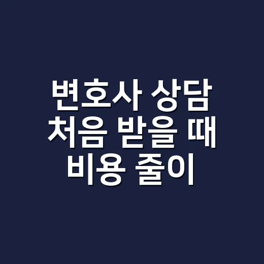 변호사 상담 처음 받을 때 비용 줄이고 제대로 준비하는 방법 - 요약