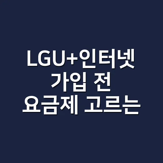 LGU+인터넷 가입 전 요금제 고르는 방법 - 요약