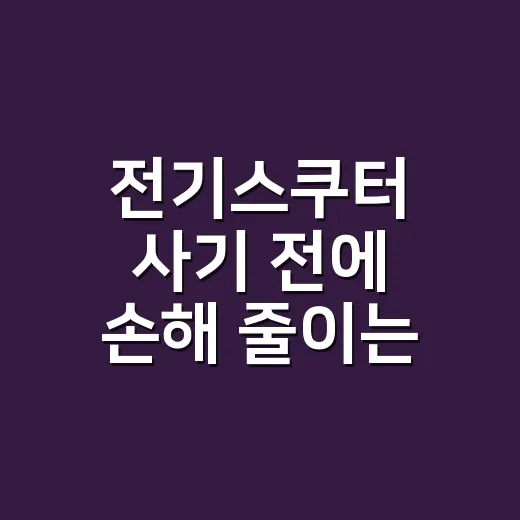 전기스쿠터 사기 전에 손해 줄이는 방법 - 요약