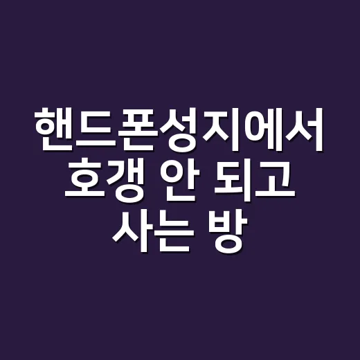 핸드폰성지에서 호갱 안 되고 사는 방법, 초보자는 이렇게 확인하세요 - 요약