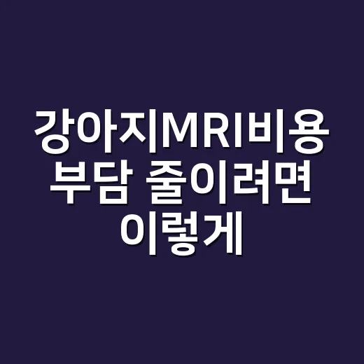 강아지MRI비용 부담 줄이려면 이렇게 확인하세요 - 요약