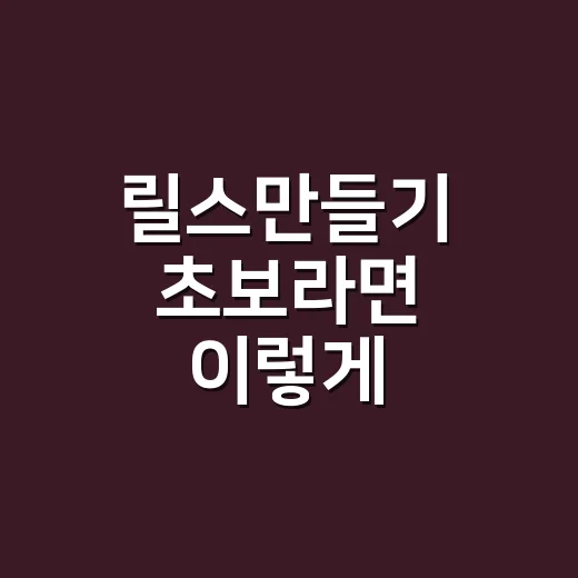릴스만들기 초보라면 이렇게 시작하면 덜 헤맵니다 - 요약