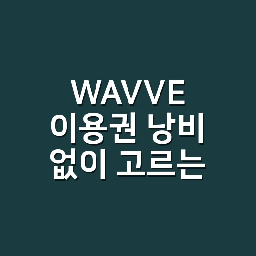 WAVVE 이용권 낭비 없이 고르는 방법 - 요약