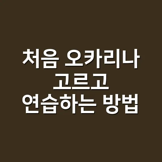 처음 오카리나 고르고 연습하는 방법 - 요약