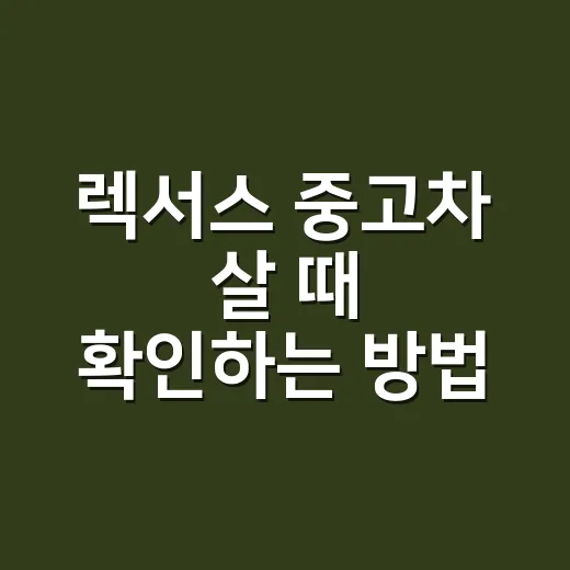 렉서스 중고차 살 때 확인하는 방법 - 요약