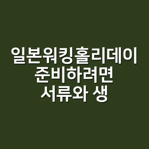 일본워킹홀리데이 준비하려면 서류와 생활비부터 챙기는 방법 - 요약