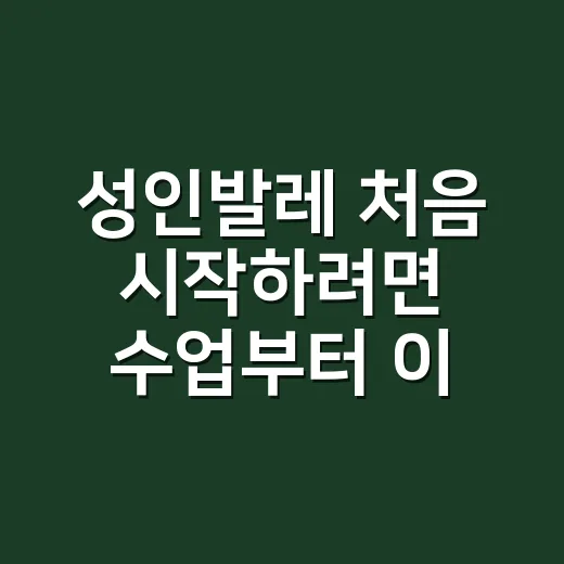 성인발레 처음 시작하려면 수업부터 이렇게 고르세요 - 요약