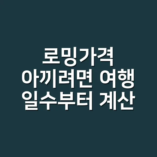 로밍가격 아끼려면 여행 일수부터 계산하는 방법