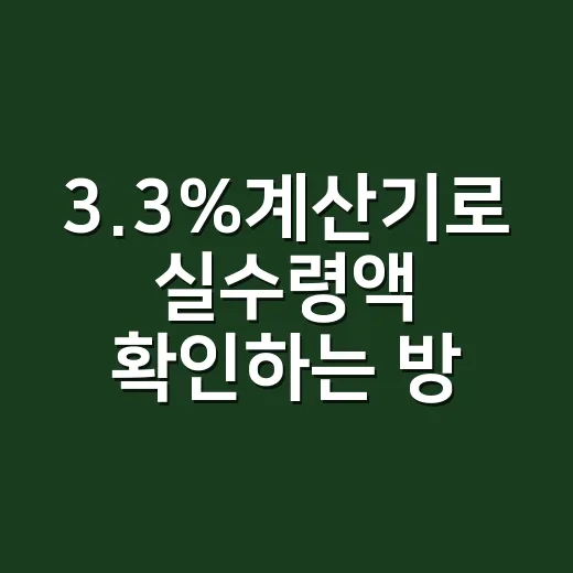 3.3%계산기로 실수령액 확인하는 방법 - 요약