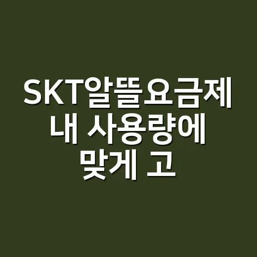 SKT알뜰요금제 내 사용량에 맞게 고르는 방법 - 요약