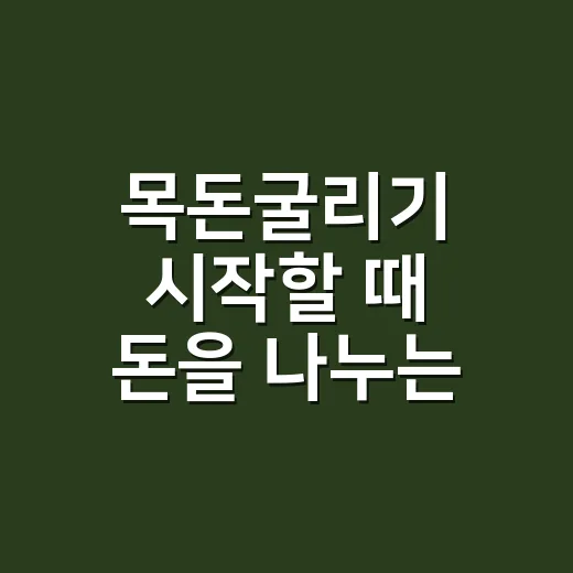 목돈굴리기 시작할 때 돈을 나누는 방법 - 요약