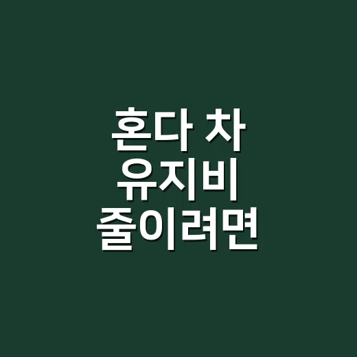 혼다 차 유지비 줄이려면 이렇게 관리해요 - 요약