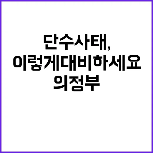 의정부 단수 사태, 이렇게 대비하세요! - 요약