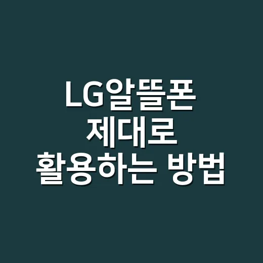 LG알뜰폰 제대로 활용하는 방법 - 요약