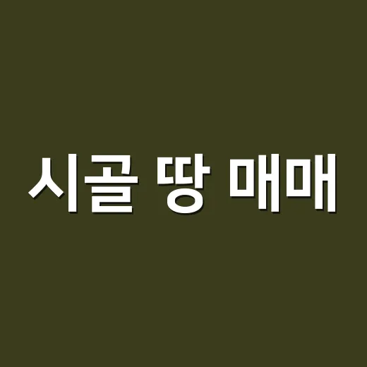 시골 땅 매매, 이렇게 준비하면 실패하지 않아요 - 요약
