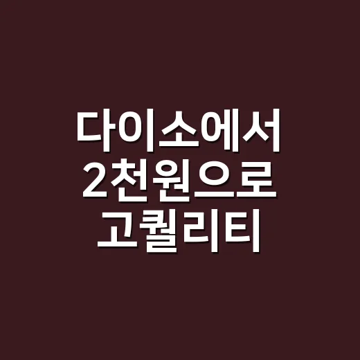 다이소에서 2천원으로 고퀄리티 아이템 찾는 방법 - 요약