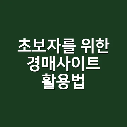 초보자를 위한 경매사이트 활용법: 어디서 시작할까요? - 요약