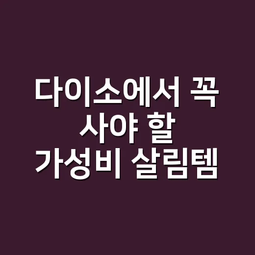 다이소에서 꼭 사야 할 가성비 살림템 추천 - 요약