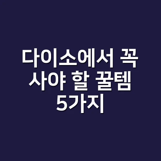 다이소에서 꼭 사야 할 꿀템 5가지, 가격과 품번까지! - 요약