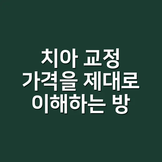 치아 교정 가격을 제대로 이해하는 방법 - 요약