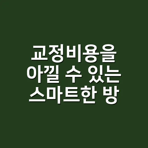 교정비용을 아낄 수 있는 스마트한 방법 - 요약