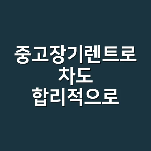 중고장기렌트로 차도 합리적으로 관리하는 방법 - 요약