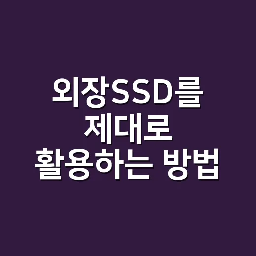 외장SSD를 제대로 활용하는 방법 - 요약