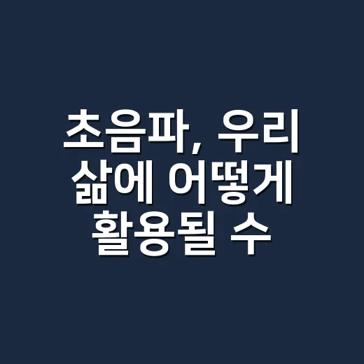 초음파, 우리 삶에 어떻게 활용될 수 있을까? - 요약