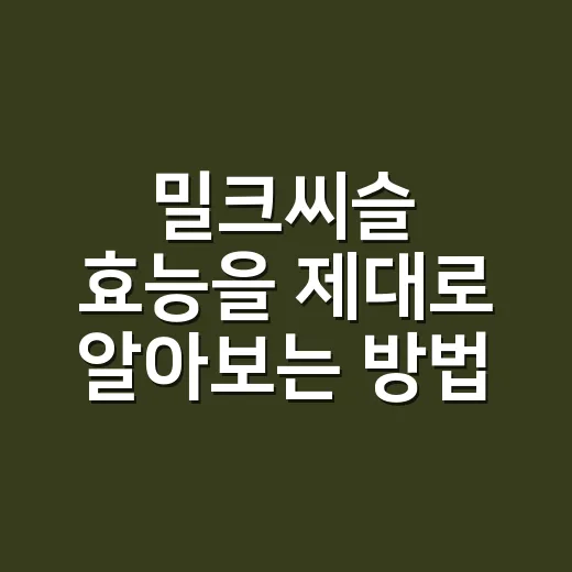 밀크씨슬 효능을 제대로 알아보는 방법 - 요약