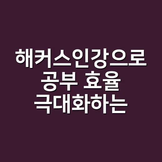 해커스인강으로 공부 효율 극대화하는 방법 - 요약