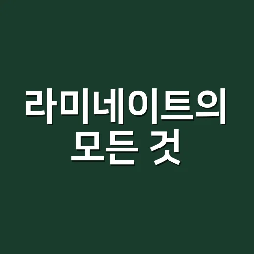 라미네이트의 모든 것: 알아두면 좋은 팁 - 요약