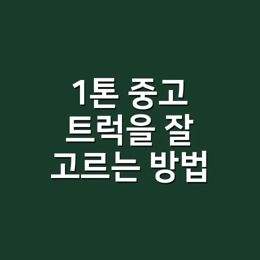1톤 중고 트럭을 잘 고르는 방법 - 요약