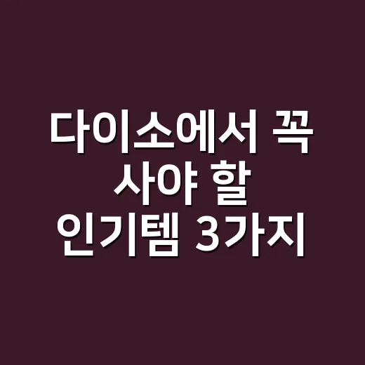 다이소에서 꼭 사야 할 인기템 3가지 - 요약