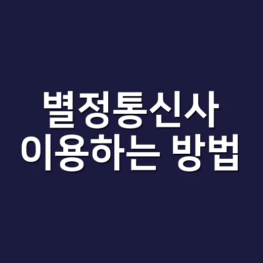 별정통신사 이용하는 방법, 이젠 어렵지 않아요 - 요약