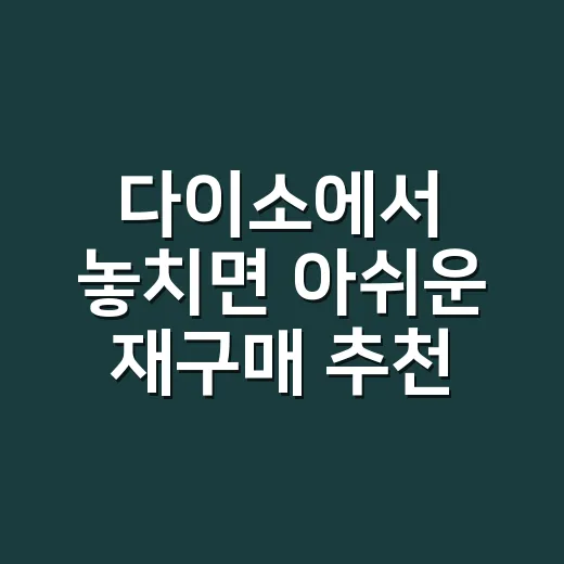 다이소에서 놓치면 아쉬운 재구매 추천템 5가지 - 요약