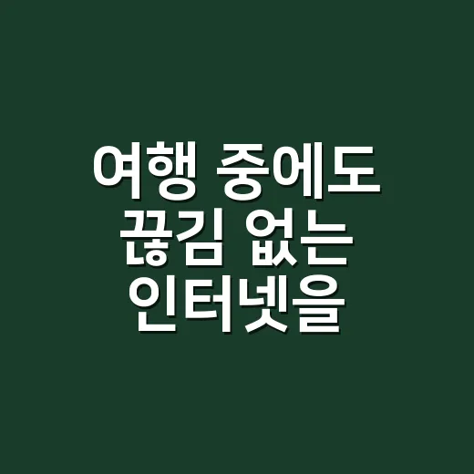 여행 중에도 끊김 없는 인터넷을! 휴대용 와이파이 활용법 - 요약