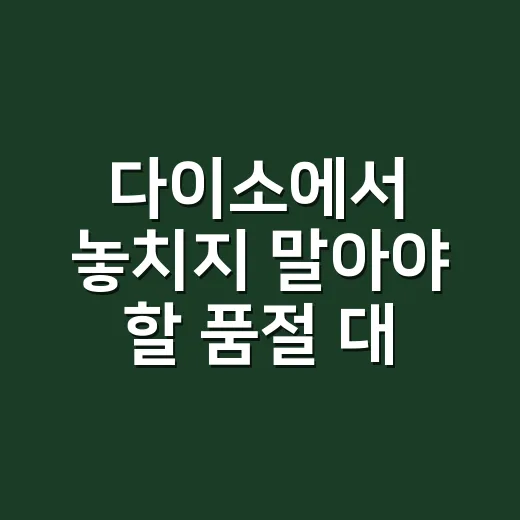 다이소에서 놓치지 말아야 할 품절 대란템 4가지 - 요약